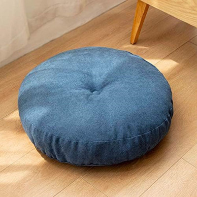 Hundur Store Microfibre Solid Floor Cushion Pack of 1(Blue)