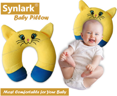 Synlark Cotton Baby Pillow Pack of 1 Animals(Yellow-Cat)