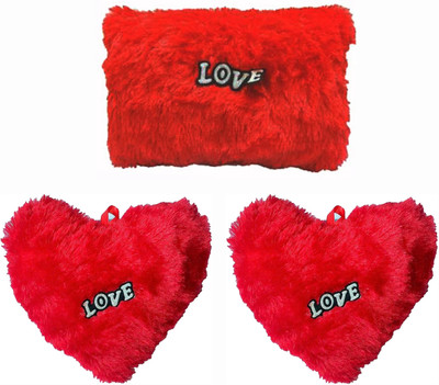 GTMP Luxury Cushion Set Polyester Fibre Solid Cushion Pack of 3(Red)