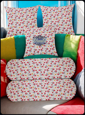 Urmila Creation Microfibre Bolster Pack of 5 Floral 2 Bolster 3 Cushion(Multicolor)