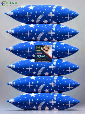 ERANC Polyester Fibre Sleeping Pillow Pack of 6 Abstract LUXURY(Blue)