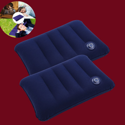 Jantrex Air Travel Pillow Pack of 2 Solid Lightweight Inflatable Cushion Soft Comfortable Pillow for Office Travel(Blue)