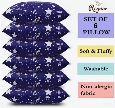 Regnar Cotton Sleeping Pillow Pack of 6 Solid Luxury(Blue)