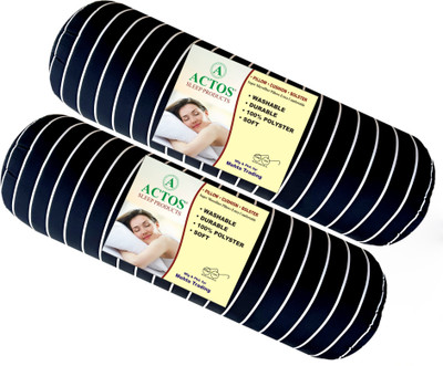 ACTOS Microfibre Stripes Bolster Pack of 2(Black)