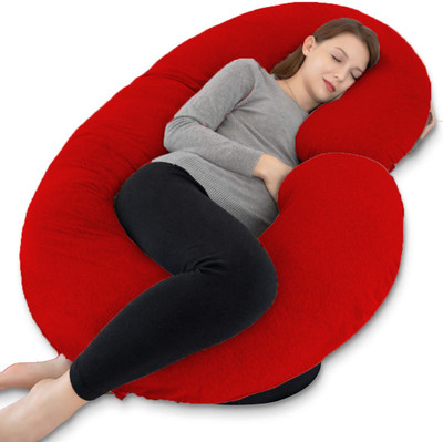Daddy Cool Microfibre Solid Pregnancy Pillow Pack of 1(Red)
