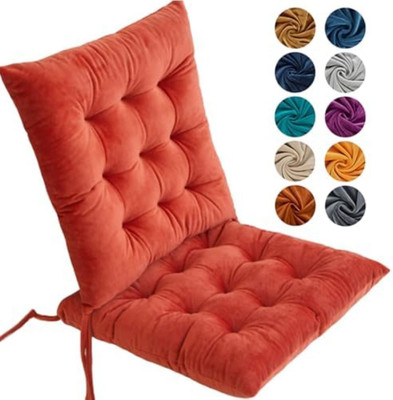 Hundur Store Microfibre Solid Chair Pad Pack of 2(Orange)