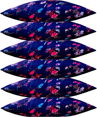 ACTOS Microfibre Floral Sleeping Pillow Pack of 6(Blue)