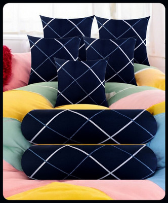 RUSHABH ENTERPRISE Blue Print Polyester Fibre Abstract Sleeping Pillow Pack of 1(Blue)