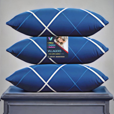 NKSNIMYSTORE LUXURY Microfibre Abstract Sleeping Pillow Pack of 3(Blue)