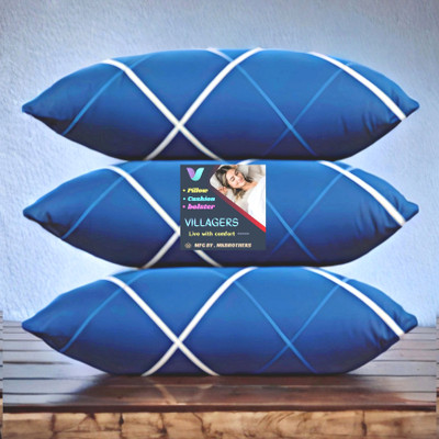 Texlux LUXURY Polyester Fibre Abstract Sleeping Pillow Pack of 3(Blue)