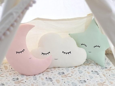 happykiddy Polyester Fibre Cushion Pack of 3 Solid M56740(Pink, White, Green)