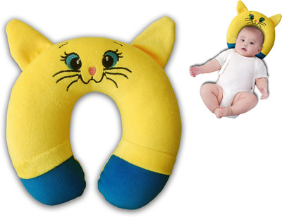 Babesite Cotton Baby Pillow Pack of 1 Smiley(Cat-Yellow)