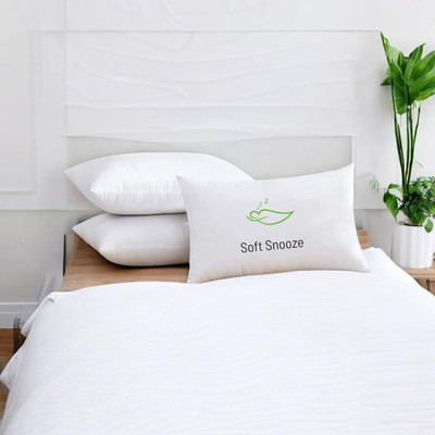 SOFT SNOOZE Soft Luxury Microfibre Solid Sleeping Pillow Pack of 3(White)