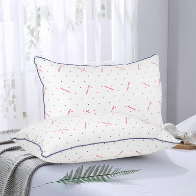 Papaya Ultra-Soft Printed Polyester Pillow – Microfiber Fill Microfibre Polka Sleeping Pillow Pack of 2(White, Red and Blue)
