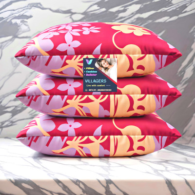 Tecsun FLOWER Microfibre Abstract Sleeping Pillow Pack of 3(Pink)
