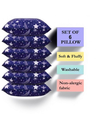 kuihome Microfibre Sleeping Pillow Pack of 6 Floral luxury(Blue)