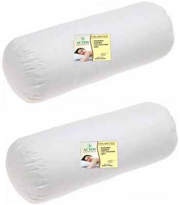 ACTOS Round Microfibre Solid Bolster Pack of 2(White1)