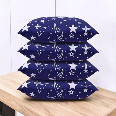 GZZZSD Luxury Microfibre Solid Sleeping Pillow Pack of 4(Blue)