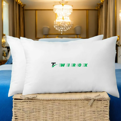 TWIROX LUXURY Polyester Fibre Abstract Sleeping Pillow Pack of 2(White)