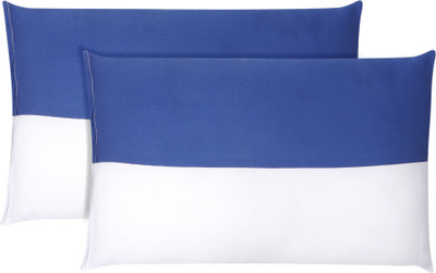 ZLXO Premium Quality Microfibre Solid Sleeping Pillow Pack of 2(White & Blue)