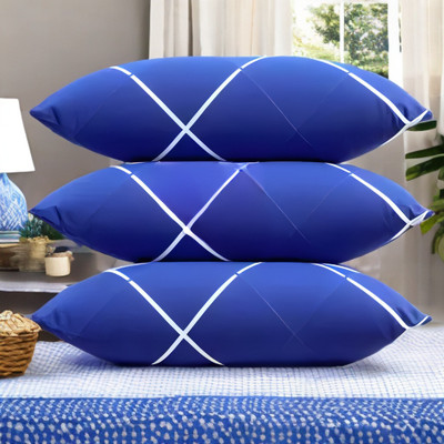 EIRINI LUXURY Polyester Fibre Solid Sleeping Pillow Pack of 3(Blue)