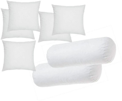 GTX Combo Set Of 2 Premium Bolster & 5 Microfibre Solid Cushion Pack of 7(White)