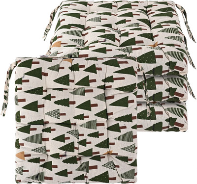 KUBER INDUSTRIES Microfibre Abstract Chair Pad Pack of 4(Green)