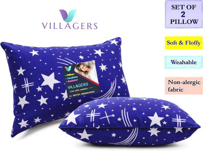 VILLAGERS Polyester Fibre Sleeping Pillow Pack of 2 Abstract LUXURY(Blue)