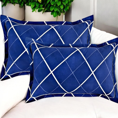 Cozy Palace Microfibre Solid Sleeping Pillow Pack of 2(Blue)