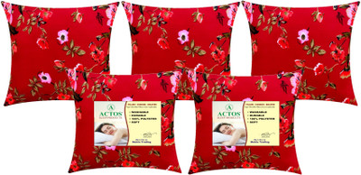 ACTOS Microfibre Floral Cushion Pack of 5(Maroon)