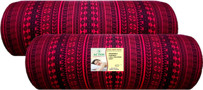 ACTOS Round Microfibre Geometric Bolster Pack of 2(Maroon, Black)