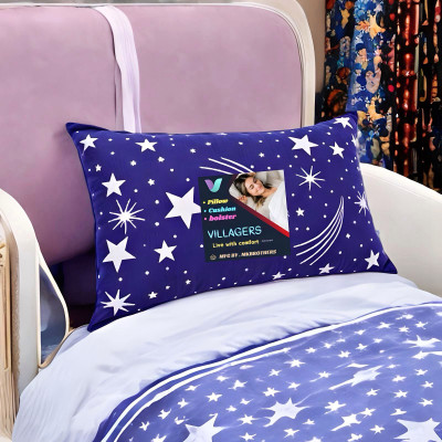 VILLAGERS Polyester Fibre Abstract Baby Pillow Pack of 1(Blue)