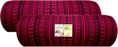 ACTOS Round Microfibre Geometric Bolster Pack of 2(Maroon, Black19)