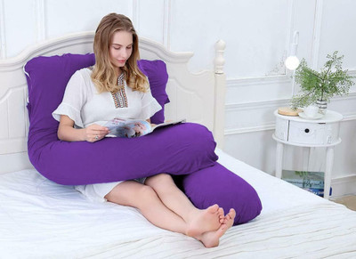 Mojo U SHAPE Polyester Fibre Solid Pregnancy Pillow Pack of 1(Purple)