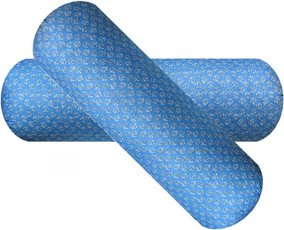 Swikon star Microfibre Bolster Pack of 2 Floral(Light Blue)