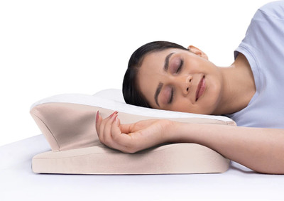 Frido Cervical Butterfly Pillow Memory Foam Solid Cervical Pack of 1(Beige)