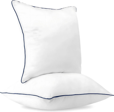 GIGLICK Superb Soft Fluffy Hollow Fibre Sqaure Cushions for Chair/Sofa/Bed/Living Room Microfibre Solid Cushion Pack of 2(White)