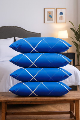STOMIA STOMIA Polyester Fibre Abstract Sleeping Pillow Pack of 4(Blue)