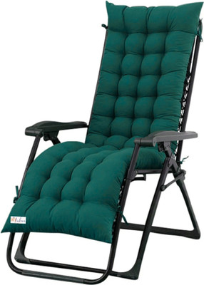 maatrikaa Polyester Fibre Chair Pad Pack of 1 Solid Multipurpose Long Chair Cushion for Rocking Chair, Office, Home & Indoor/Outdoor(Green)