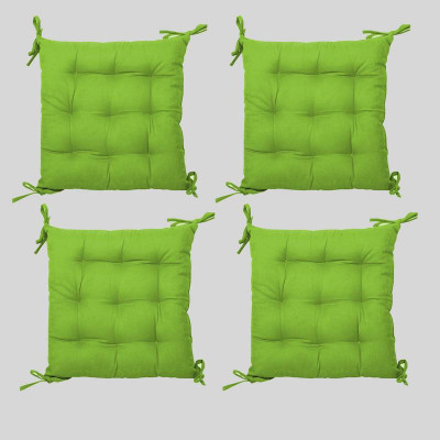 Mom's Moon Microfibre Solid Chair Pad Pack of 4(Olive Green)