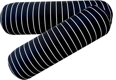 Changers Round Bolster Microfibre Abstract Sleeping Pillow Pack of 2(Black, White1)