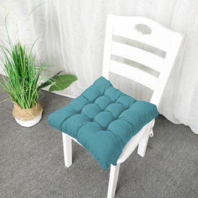 Mom's Moon Polyester Fibre Solid Chair Pad Pack of 2(Light Blue)