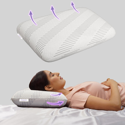 RINIPO King Size Memory Foam Solid Sleeping Pillow Pack of 1(Grey White)