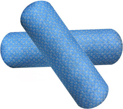 Changers Round Bolster Microfibre Floral Sleeping Pillow Pack of 2(Light Blue)