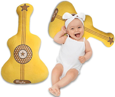 Millionminds Cotton Baby Pillow Pack of 1 Solid Baby Soft Guitar Pillow – Plush Toy & Decorative Cushion, Gift for Babies(Yellow)