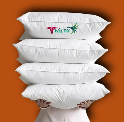 TWIROX LUXURY Polyester Fibre Abstract Sleeping Pillow Pack of 4(White)