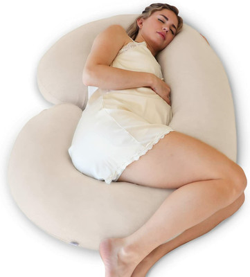 KWALITY DREAMS Luxury Polyester Fibre Solid Pregnancy Pillow Pack of 1(Cream)