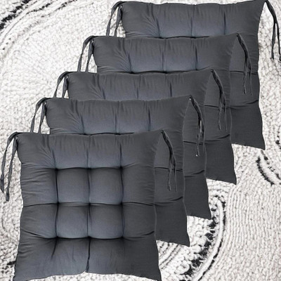 SOFT SNOOZE Soft Luxury Microfibre Solid Chair Pad Pack of 5(Grey)