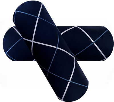 Swikon star Microfibre Bolster Pack of 2 Geometric(Blue)