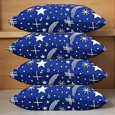 CIEZAR Microfibre Sleeping Pillow Pack of 4 Solid(Blue)